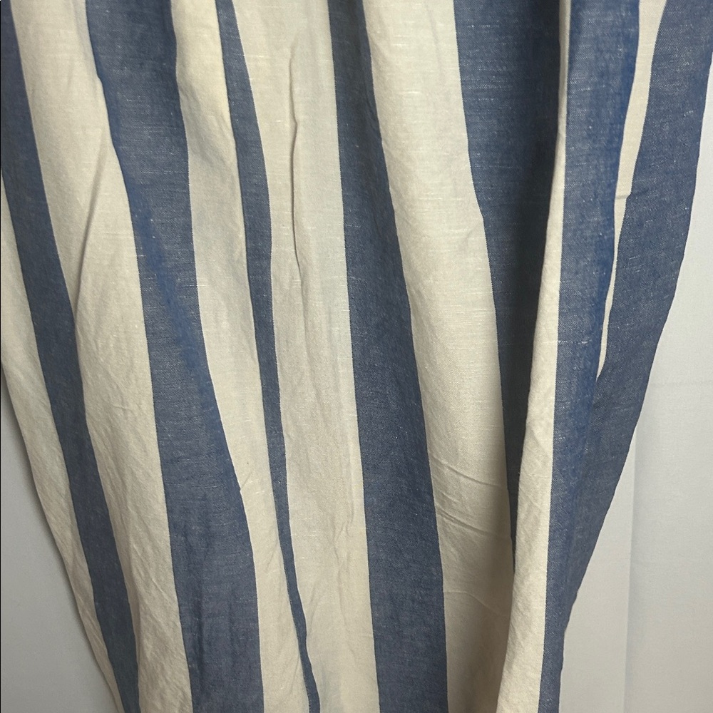 Striped Blue and Cream Wide-Leg Pants - Picture 3 of 14